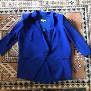 UMGEE blue 3/4 sleeve one button tuxedo blazer Med